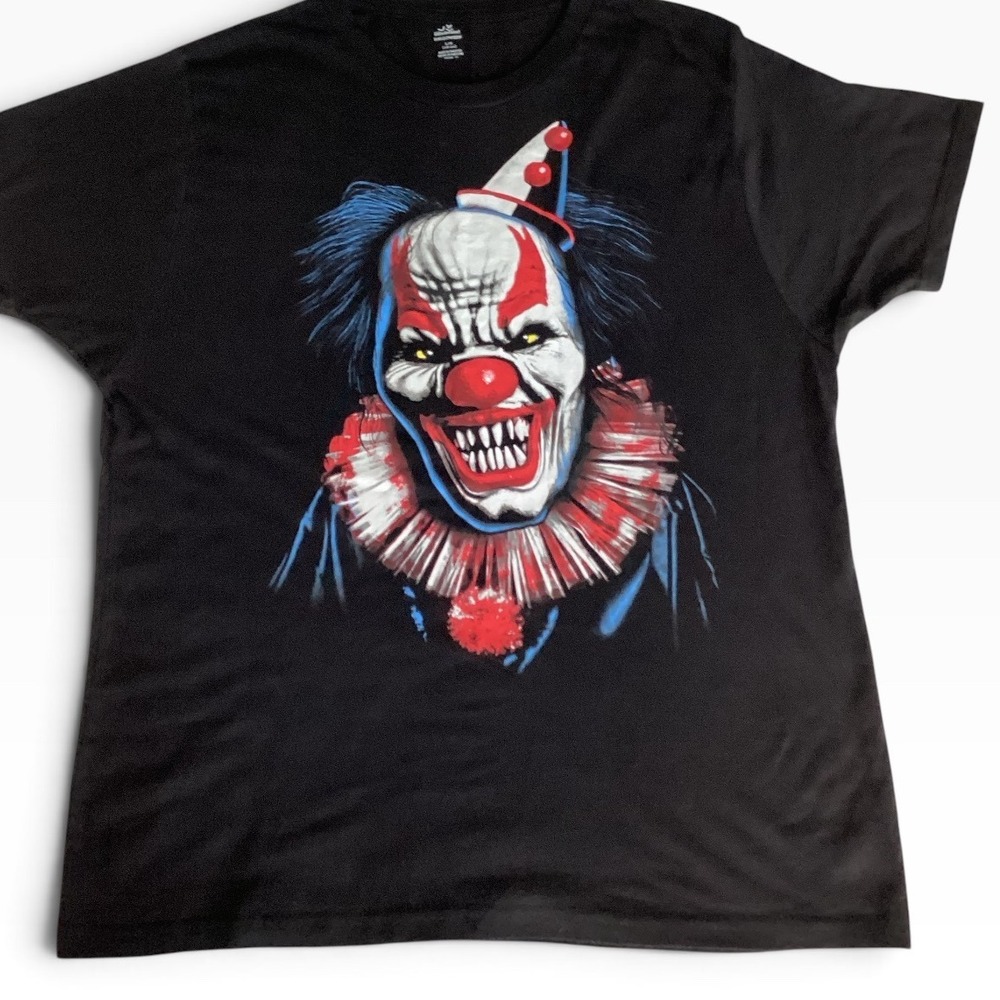 Celebrate Halloween Evil Clown Graphic T-Shirt Black Men Large Horror Spooky Tee